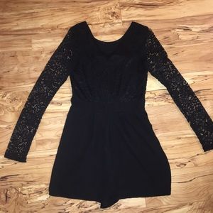 Delicate black lace romper